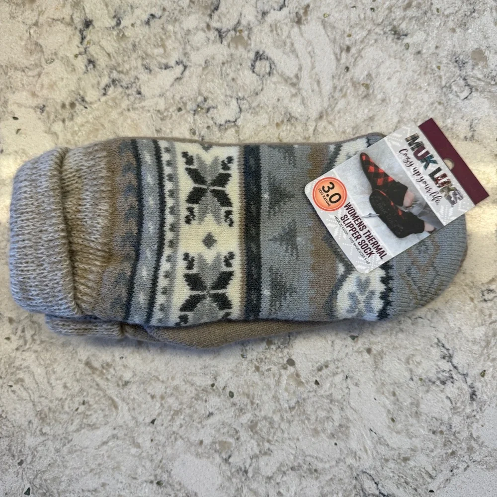 New MUK LUKS women's thermal slipper sock Taupe‎